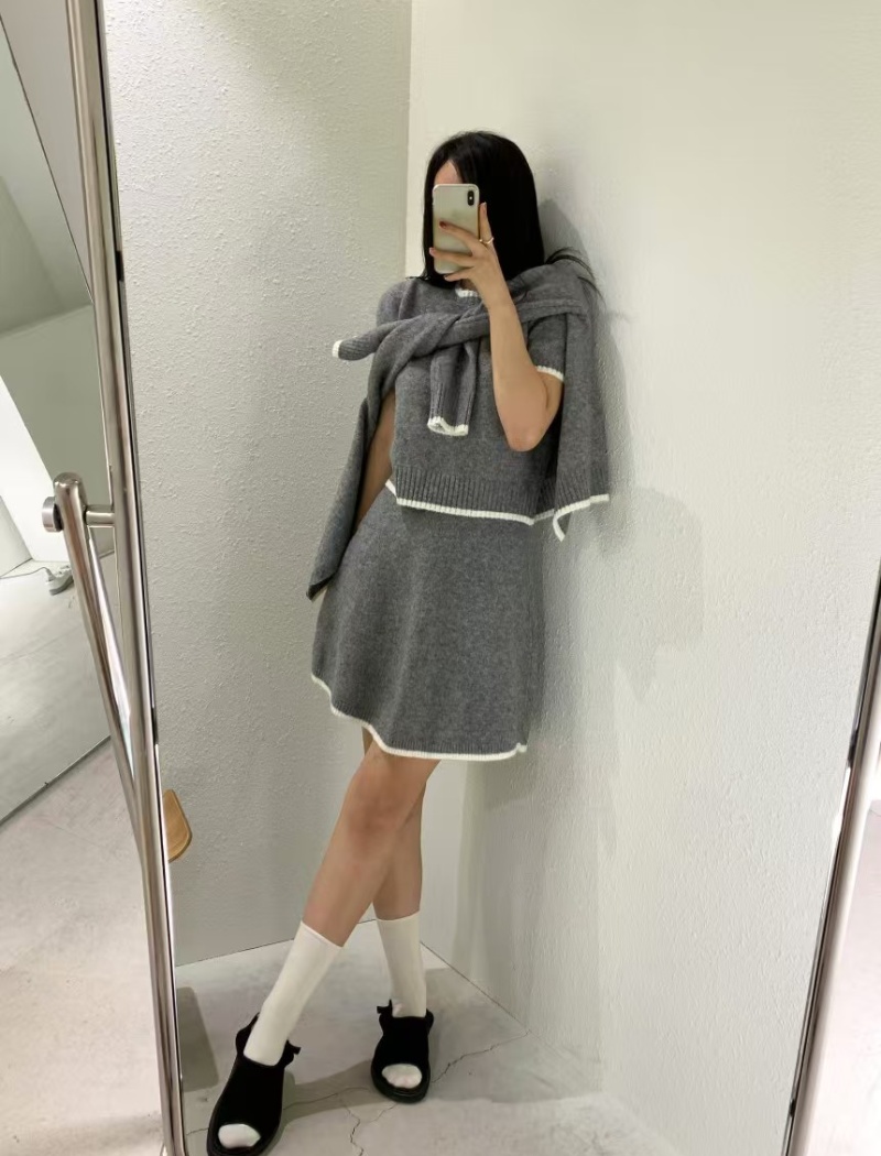 Knitted sweater Korean style coat 3pcs set