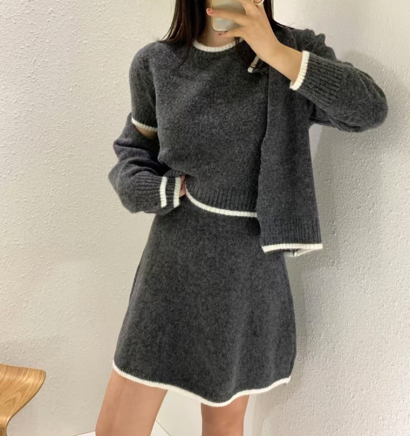 Knitted sweater Korean style coat 3pcs set