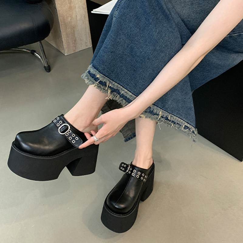 High-heeled thick large yard autumn slippers for women