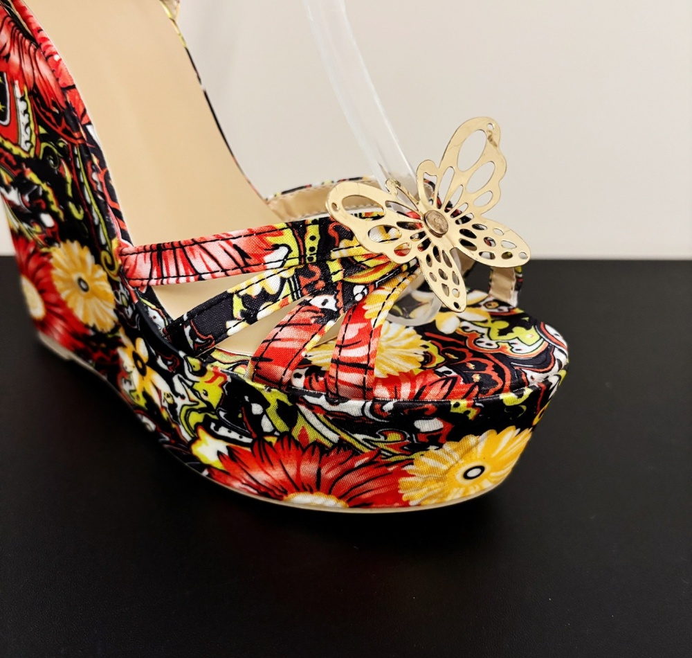 High-heeled floral metal fashion sandals for women