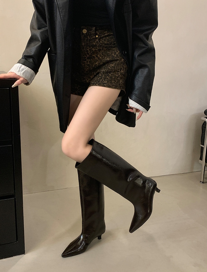 Fine-root pointed thigh boots autumn boots for women