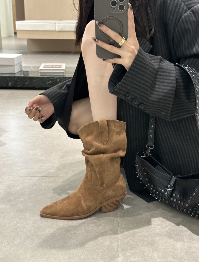 Denim fold retro boots thick fashion short boots