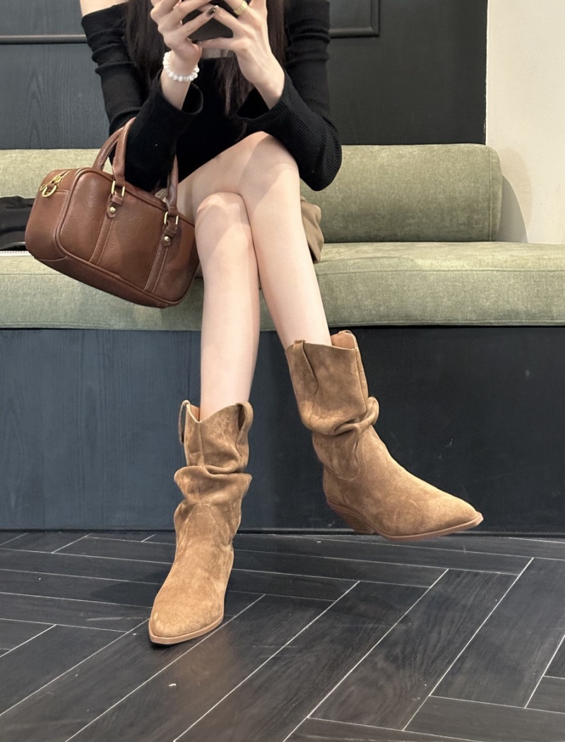 Denim fold retro boots thick fashion short boots