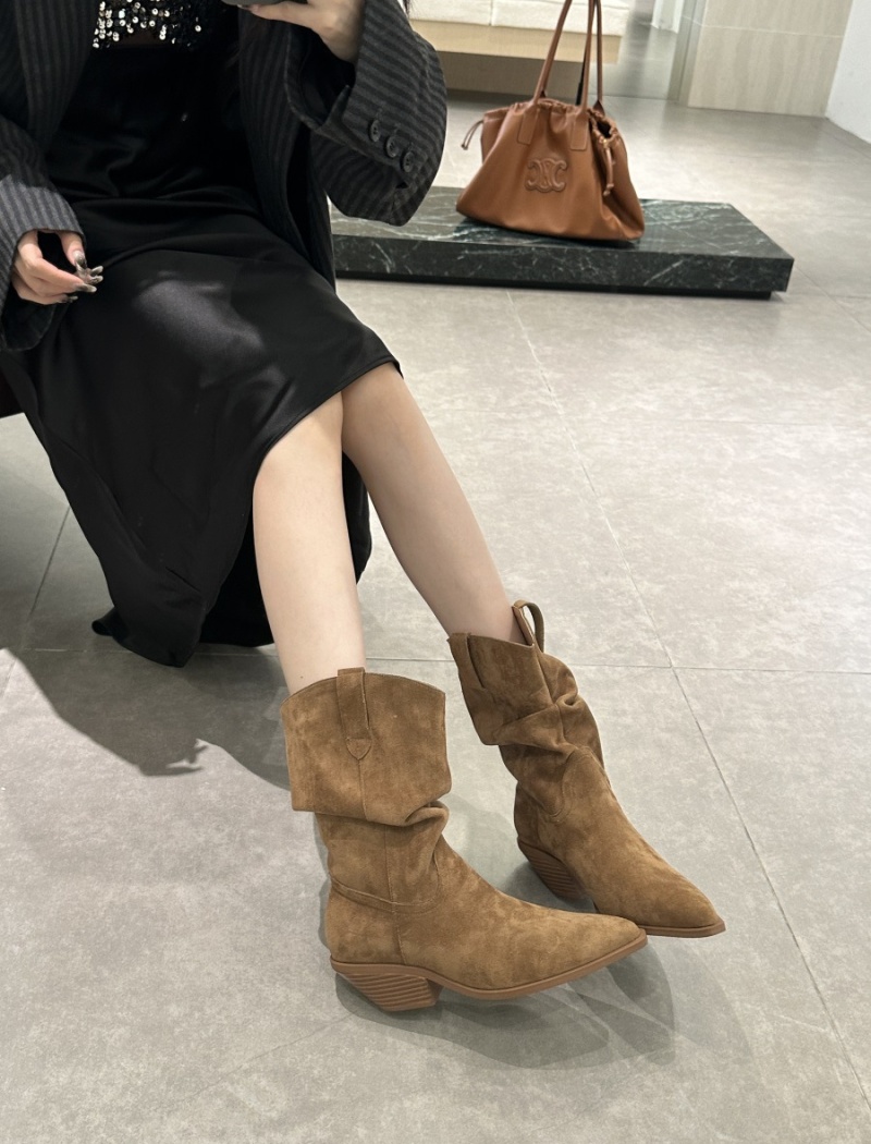 Denim fold retro boots thick fashion short boots