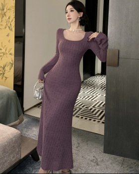 Lazy sling smock purple sexy long dress 2pcs set for women