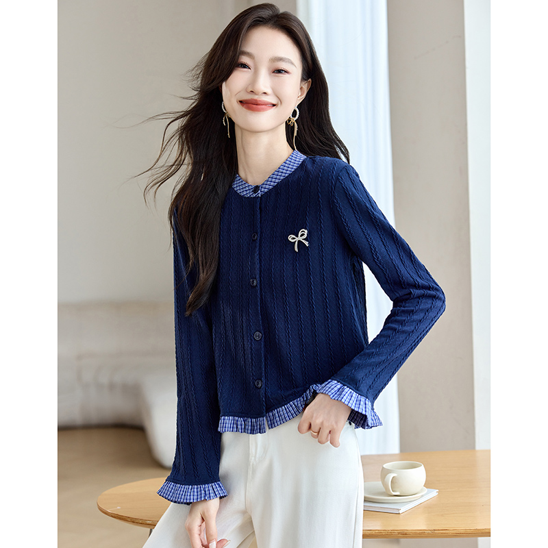 France style Pseudo-two long sleeve niche tops