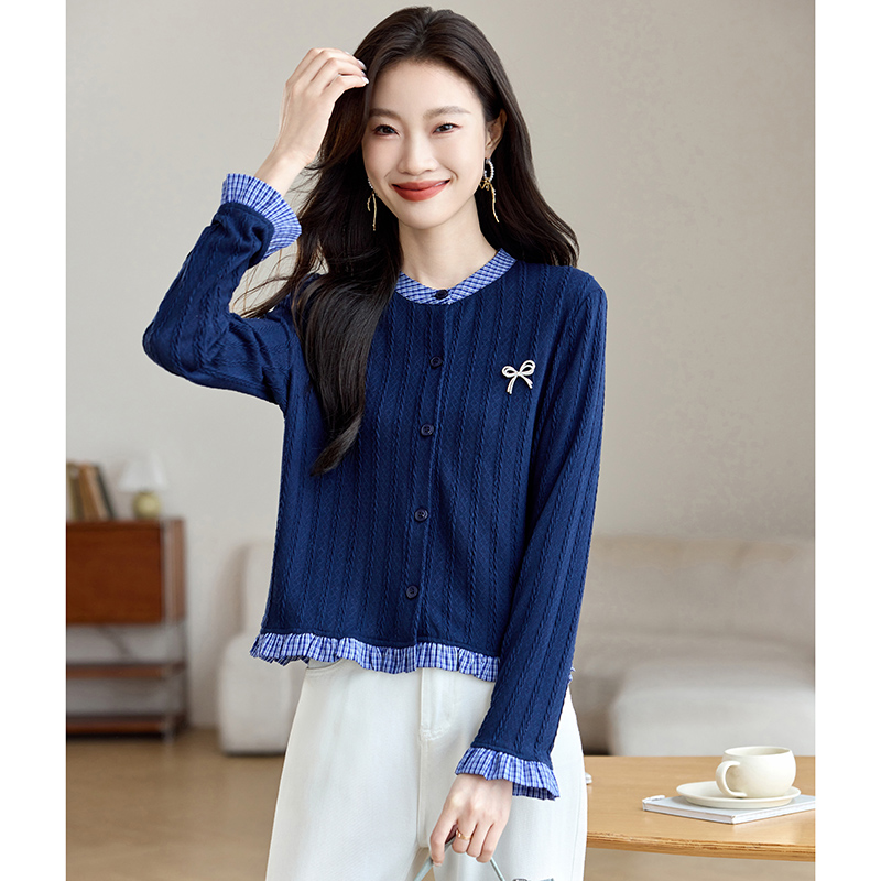 France style Pseudo-two long sleeve niche tops