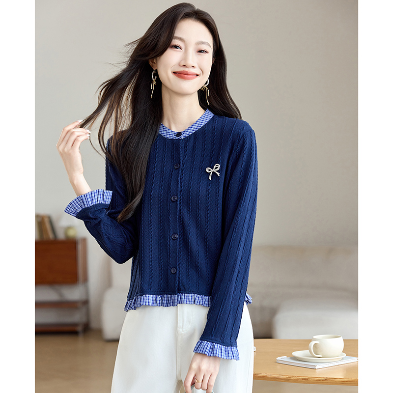 France style Pseudo-two long sleeve niche tops