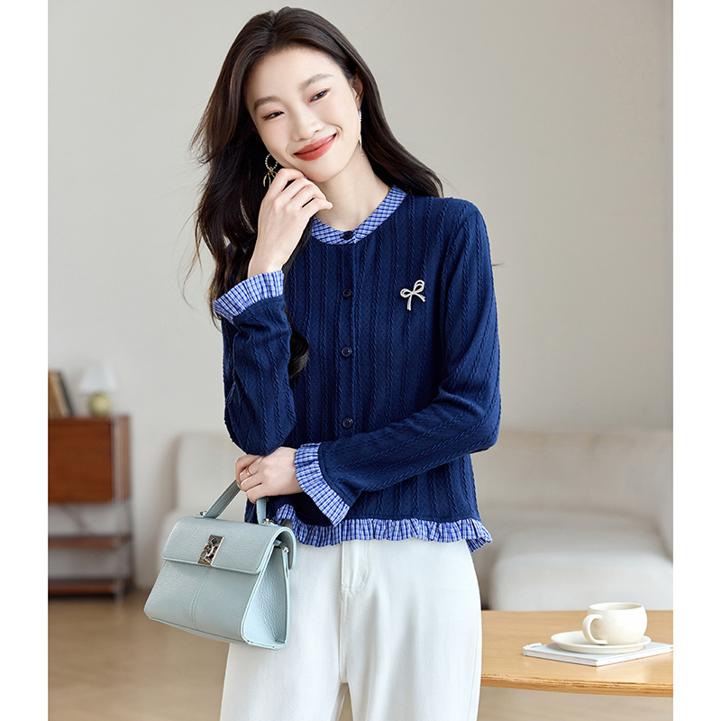 France style Pseudo-two long sleeve niche tops