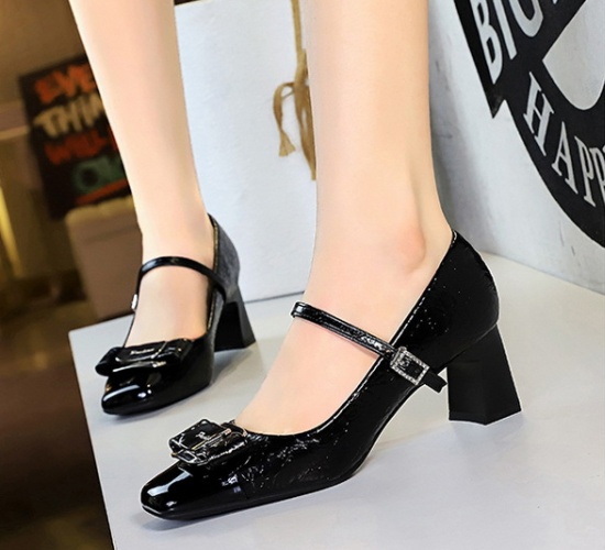 European style middle-heel mixed colors bow low shoes for women