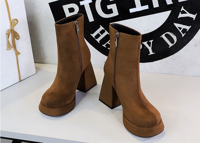 Winter platform high-heeled short boots