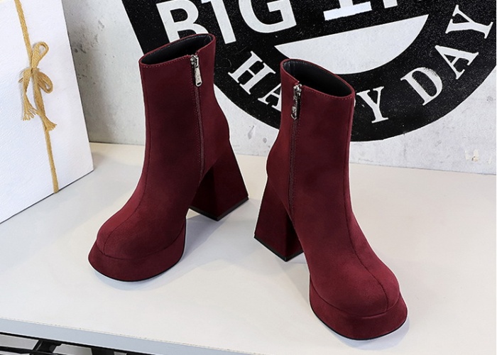 Winter platform high-heeled short boots