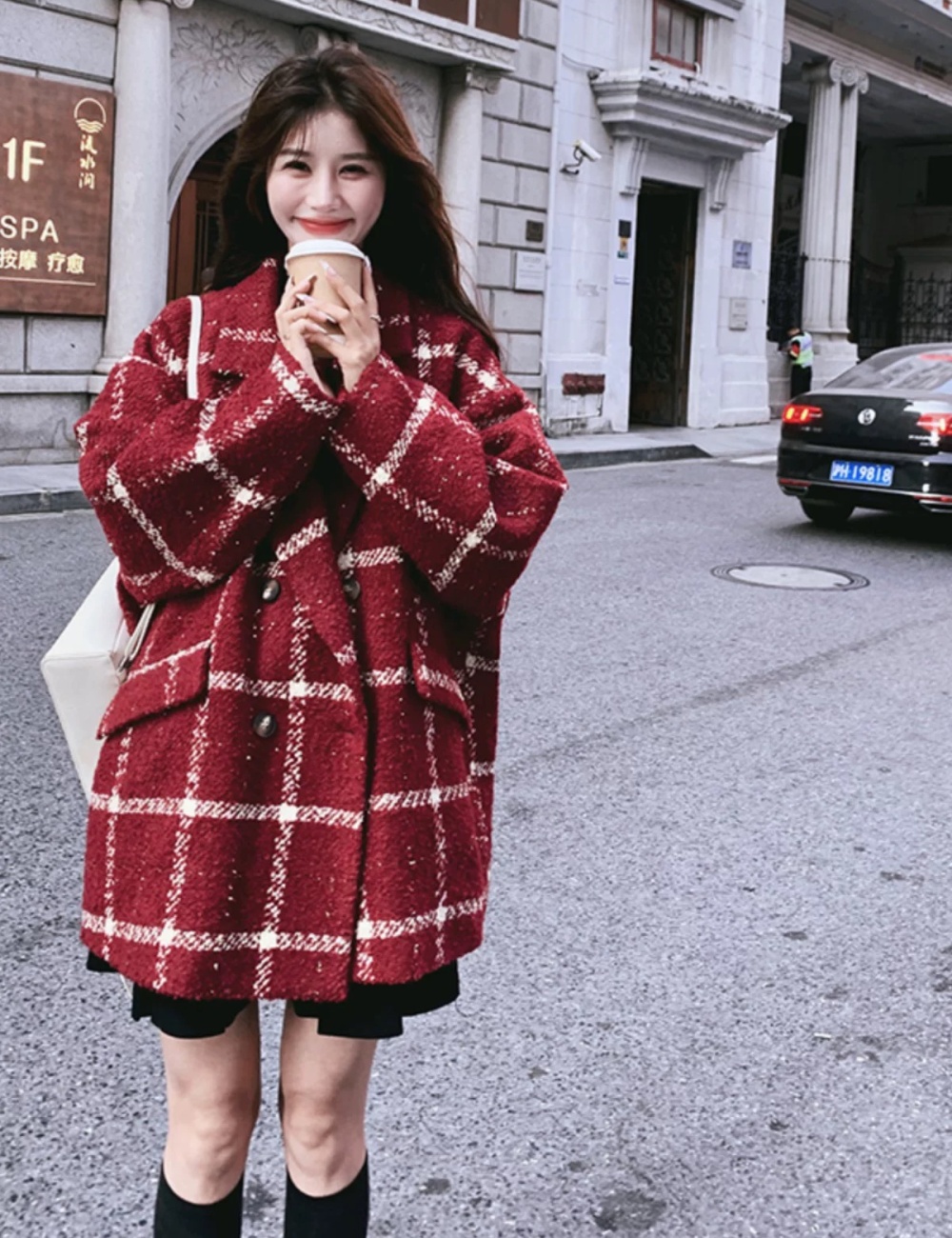 Loose wool coat autumn and winter overcoat for women