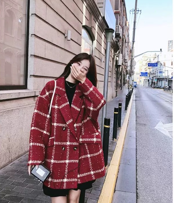 Loose wool coat autumn and winter overcoat for women