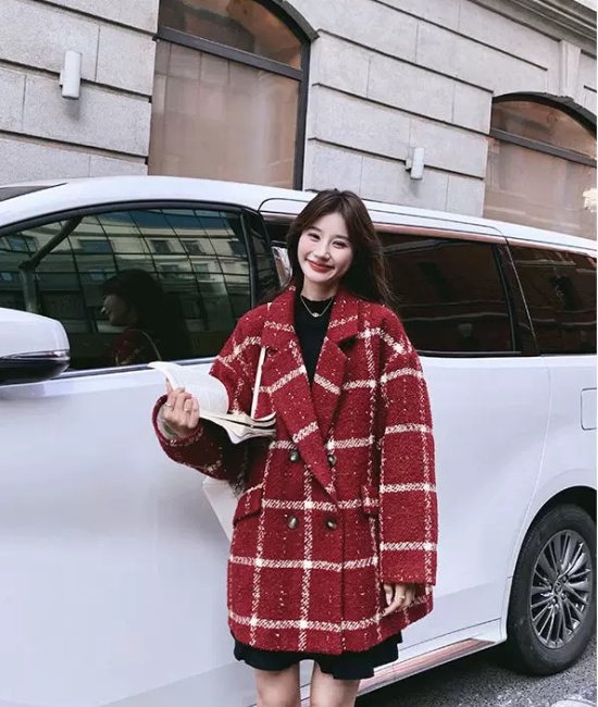 Loose wool coat autumn and winter overcoat for women