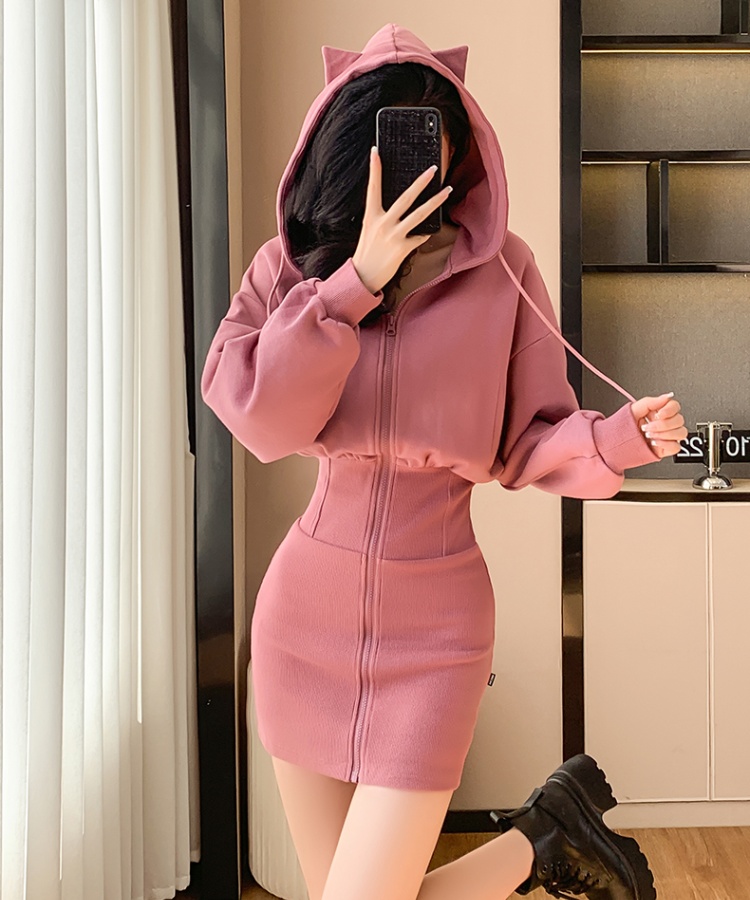 Barbie tight kitty hoodie sexy package hip dress