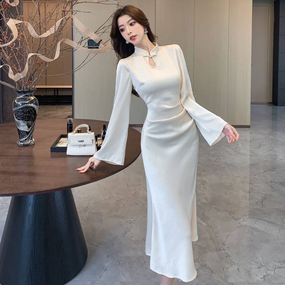 Annual meeting autumn long dress temperament dress