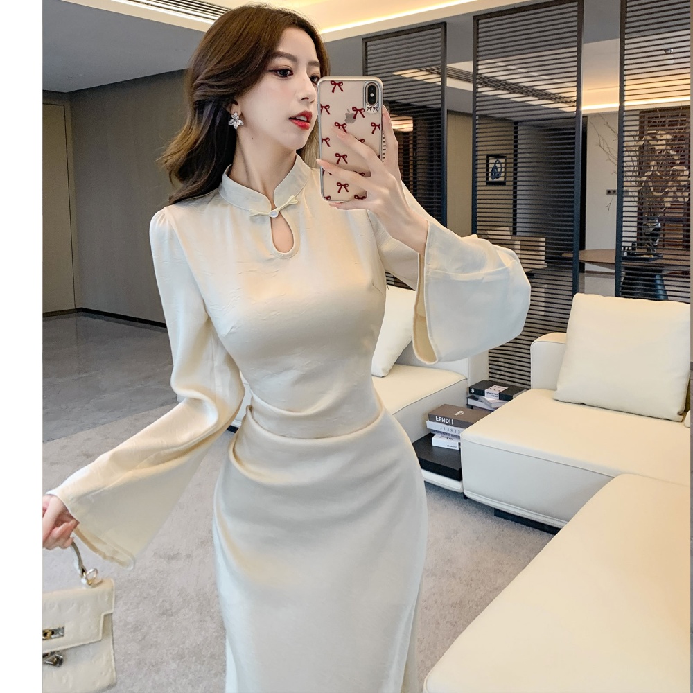 Annual meeting autumn long dress temperament dress