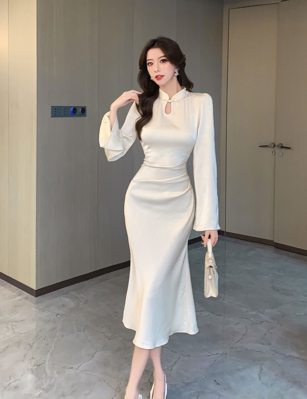 Annual meeting autumn long dress temperament dress