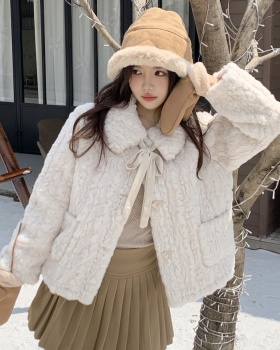 Loose jacket lambs wool thick coat for women