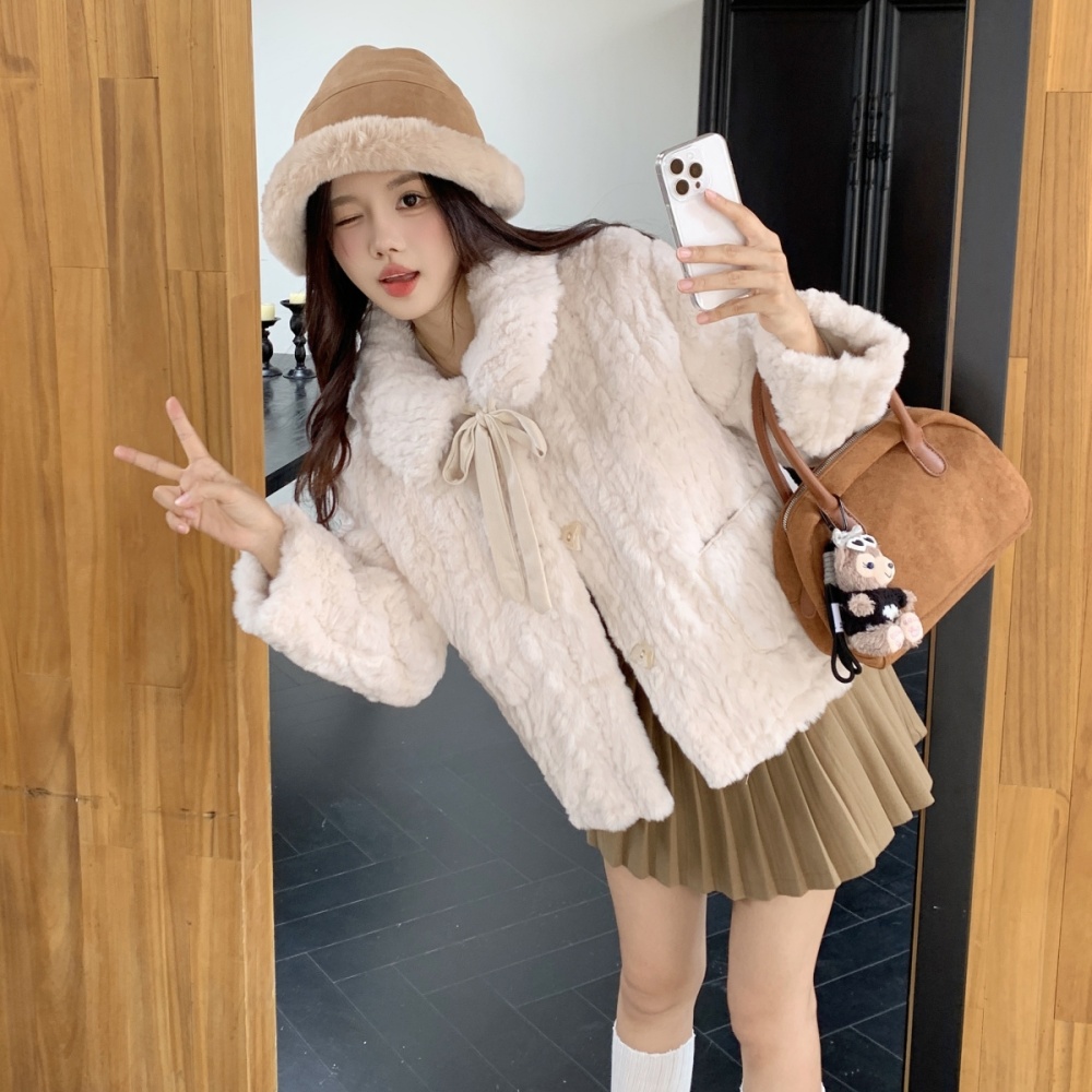 Loose jacket lambs wool thick coat for women