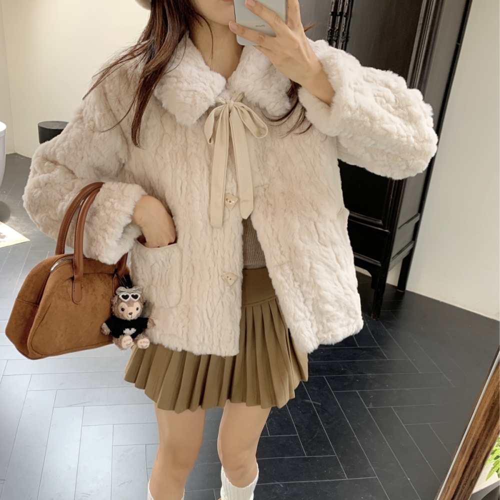 Loose jacket lambs wool thick coat for women