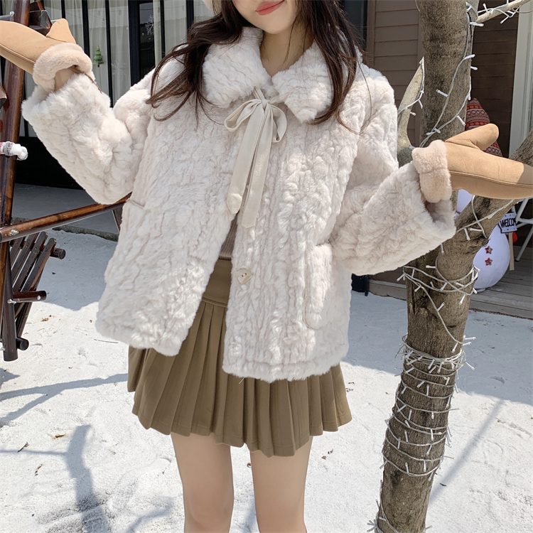 Loose jacket lambs wool thick coat for women