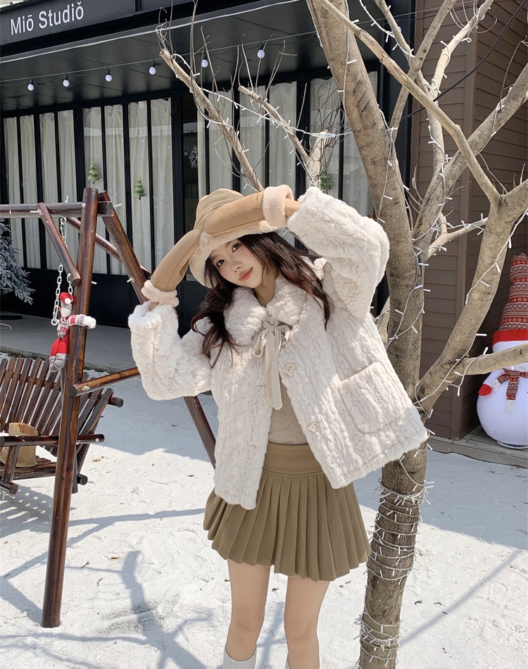 Loose jacket lambs wool thick coat for women