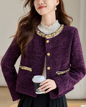 Rhinestone clip cotton thick spring and autumn coat for women