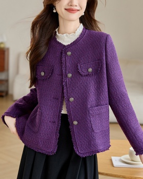 Chanelstyle purple tops fashionable short coat for women