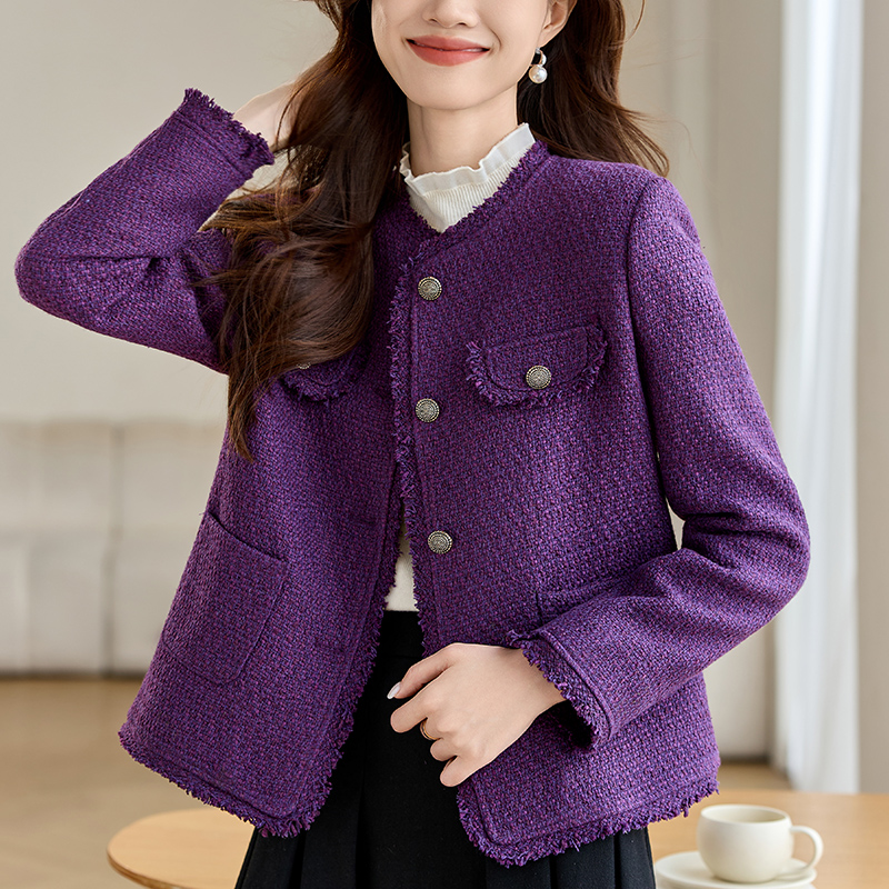 Chanelstyle purple tops fashionable short coat for women