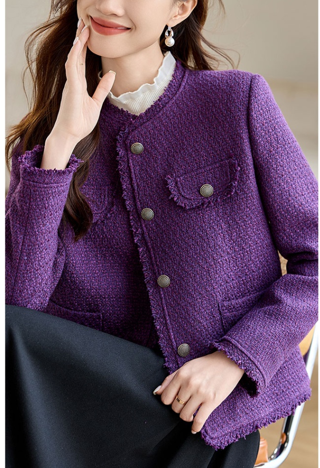 Chanelstyle purple tops fashionable short coat for women