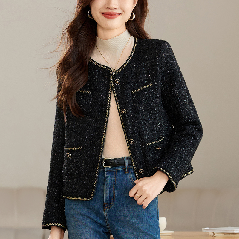 Spring and autumn coat black jacket for women