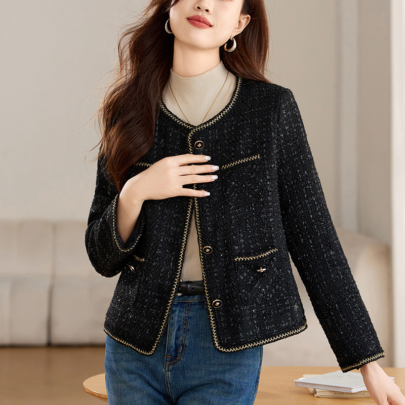 Spring and autumn coat black jacket for women