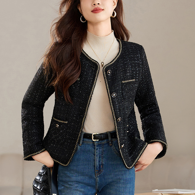 Spring and autumn coat black jacket for women