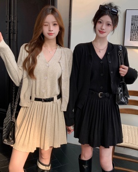 Knitted dress sling cardigan 2pcs set for women