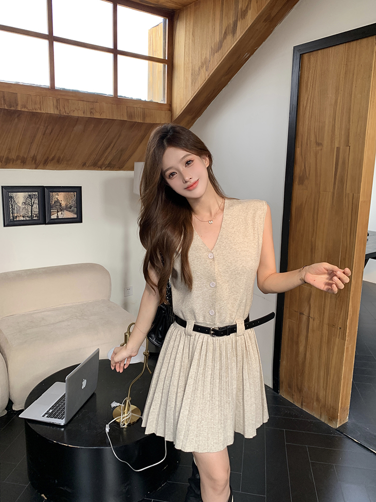 Knitted dress sling cardigan 2pcs set for women