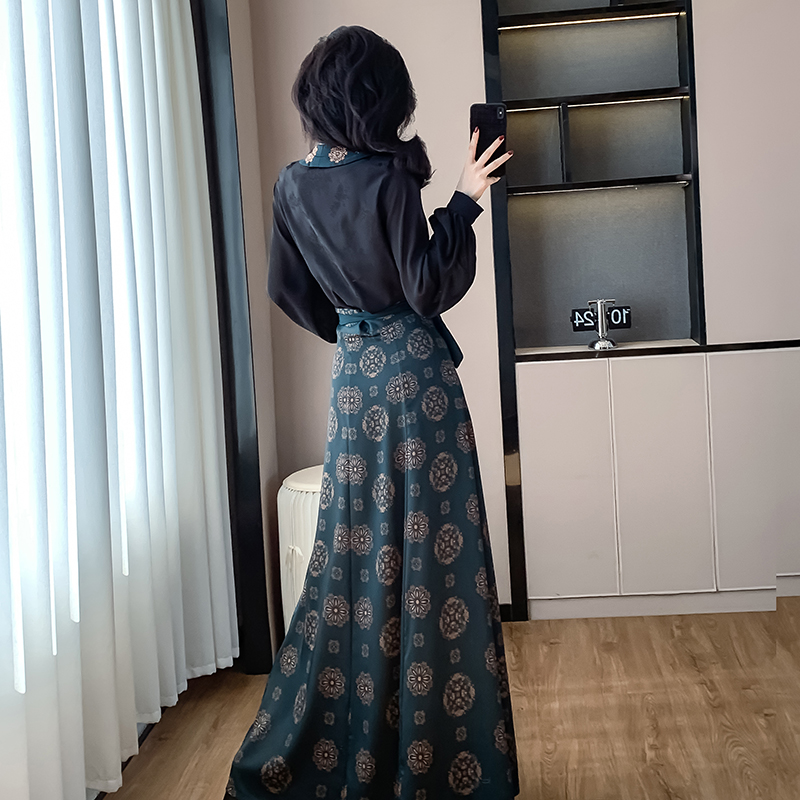 Chinese style long skirt Han clothing shirt 2pcs set