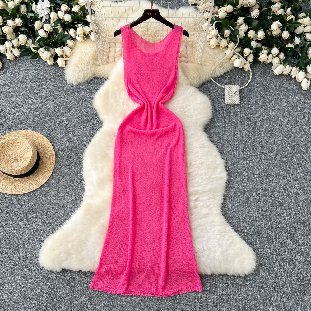 Knitted strap dress dress 2pcs set for women