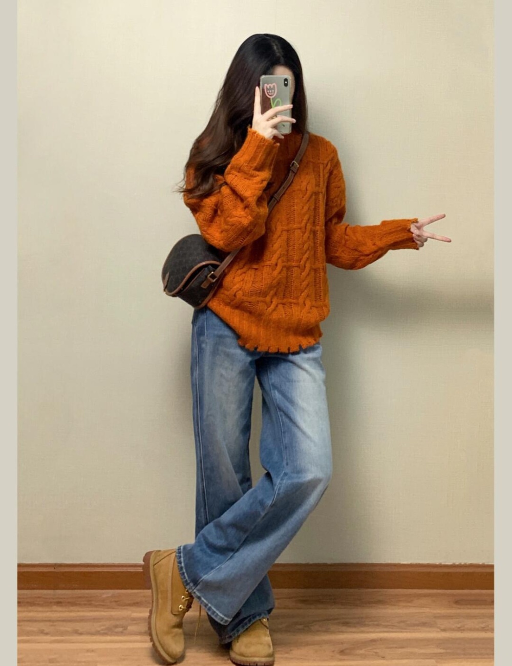 Pumpkin twist retro tops tender lazy sweater for women