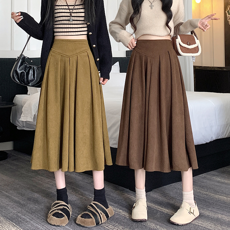 Corduroy all-match big skirt autumn and winter skirt