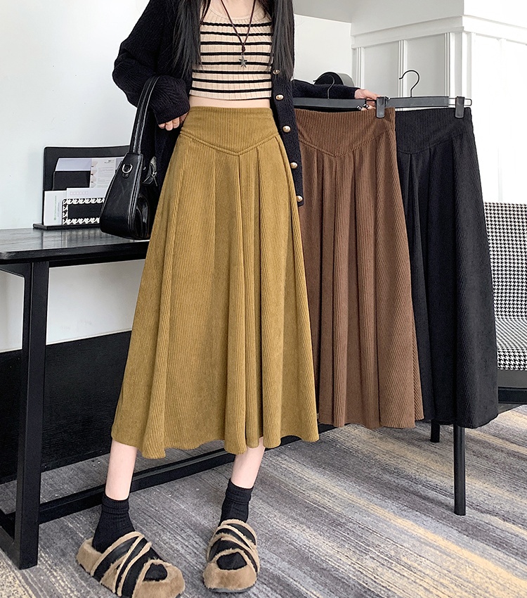 Corduroy all-match big skirt autumn and winter skirt