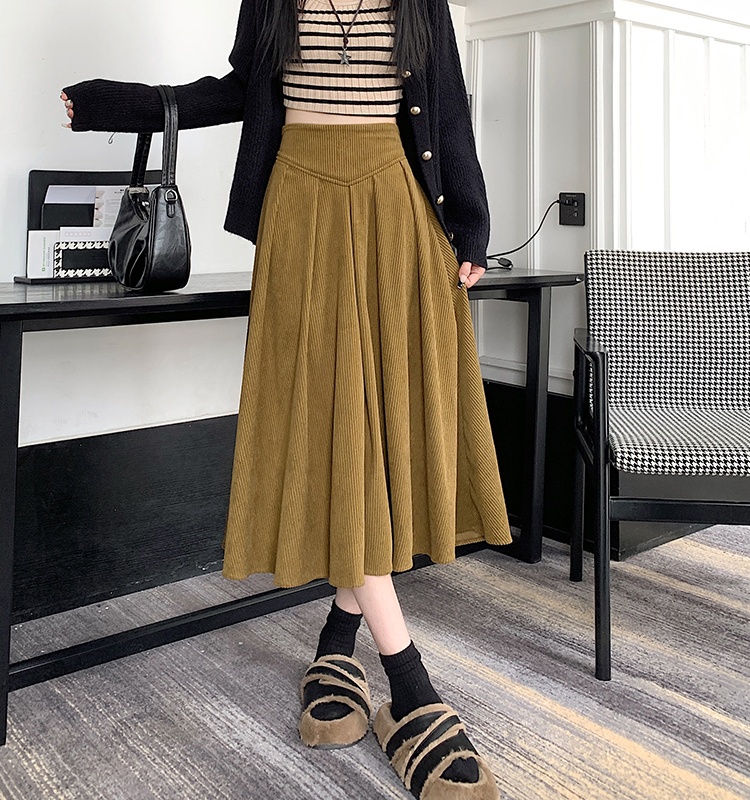 Corduroy all-match big skirt autumn and winter skirt