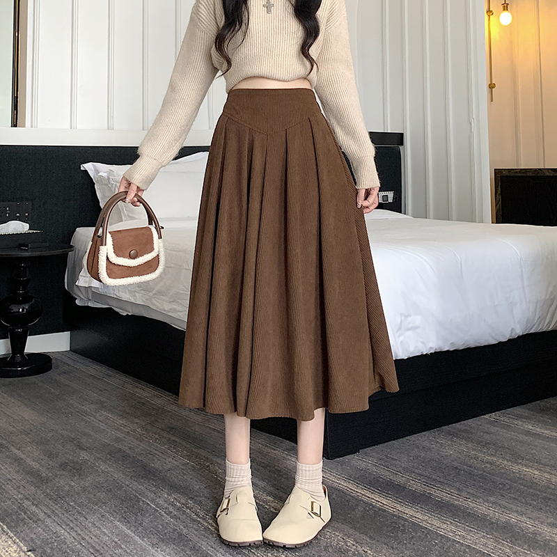 Corduroy all-match big skirt autumn and winter skirt