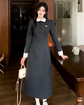 Large yard France style woolen temperament dress for women