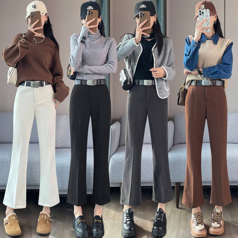 Speaker high waist wide leg pants woolen pants for women