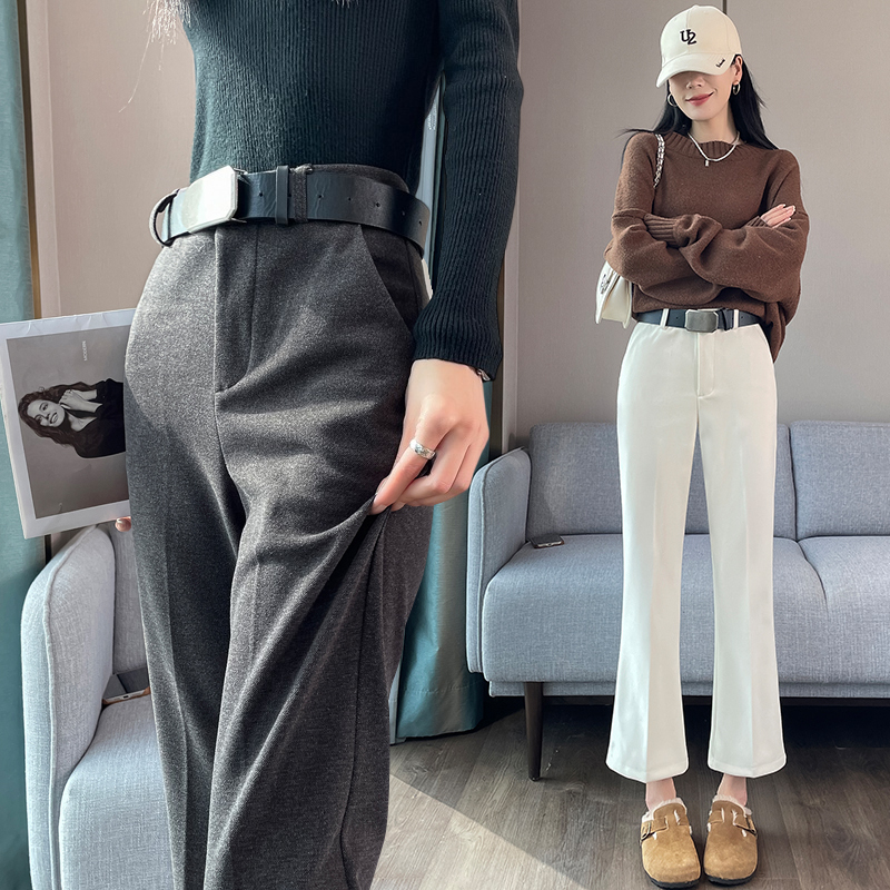 Speaker high waist wide leg pants woolen pants for women