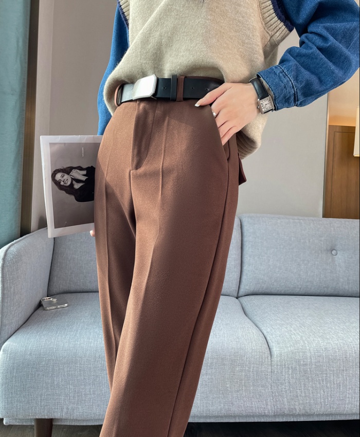 Speaker high waist wide leg pants woolen pants for women