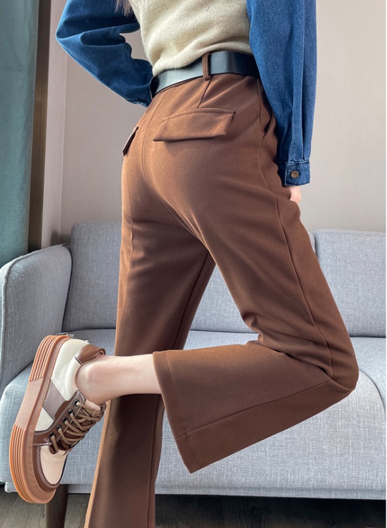 Speaker high waist wide leg pants woolen pants for women