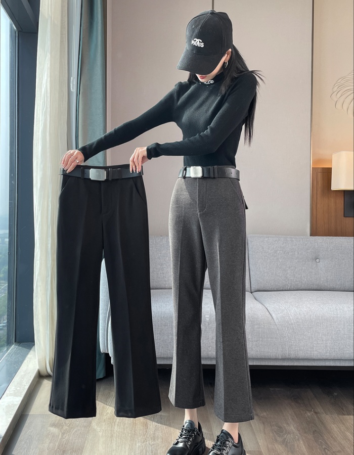 Speaker high waist wide leg pants woolen pants for women